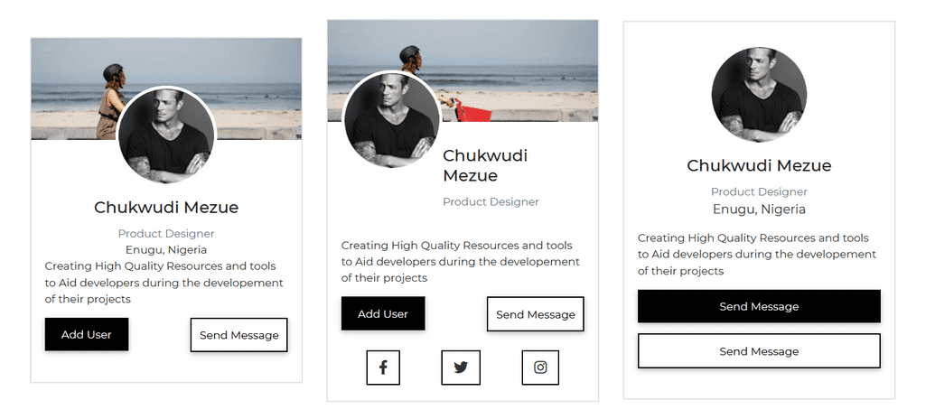 Angular Bootstrap Cards Profile