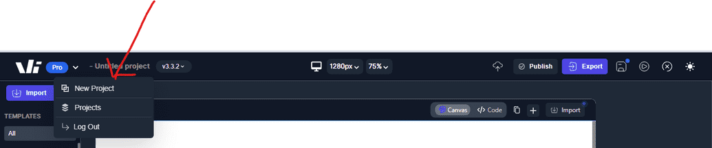 New Project Button